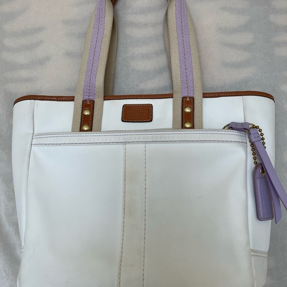 Coach HMW Tote Brass White Bag Pre owned - Picture 2 of 12